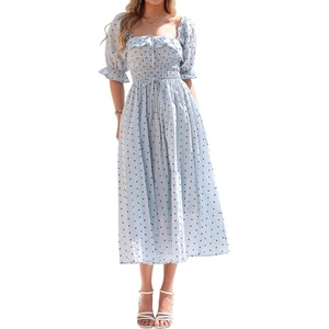 image:imageRVivimos Women Summer Cotton A Line Flowy Long DressesLightblue2polkadot