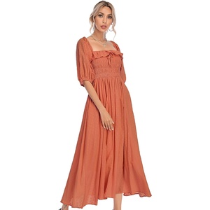 image:imageRVivimos Women Summer Cotton A Line Flowy Long DressesOrange1