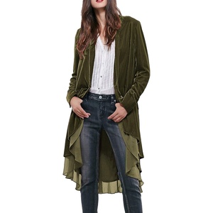 image:imageRVivimos Womens Long Velvet Blazers Coat Casual JacketsArmy Green