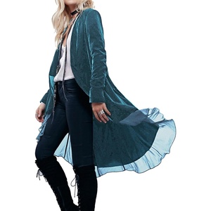 image:imageRVivimos Womens Long Velvet Blazers Coat Casual JacketsHaze Blue