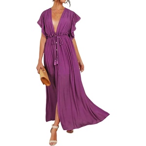 image:imageRVivimos Womens Summer Boho Loose Maxi Dress with PocketsFuchsia