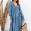 image:imageRVivimos Long Sleeve V Neck Flowy Maxi Dresses for WomenBlue