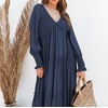 image:imageRVivimos Long Sleeve V Neck Flowy Maxi Dresses for WomenDarkblue