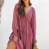 image:imageRVivimos Long Sleeve V Neck Flowy Maxi Dresses for WomenDarkpink