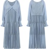 image:imageRVivimos Long Sleeve V Neck Flowy Maxi Dresses for WomenHaze Blue