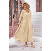 image:imageRVivimos Long Sleeve V Neck Flowy Maxi Dresses for WomenLight Khaki