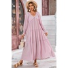 image:imageRVivimos Long Sleeve V Neck Flowy Maxi Dresses for WomenLightpink