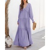 image:imageRVivimos Long Sleeve V Neck Flowy Maxi Dresses for WomenPurple