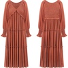 image:imageRVivimos Long Sleeve V Neck Flowy Maxi Dresses for WomenRust Brown