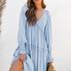 image:imageRVivimos Long Sleeve V Neck Flowy Maxi Dresses for WomenSky Blue