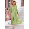 image:imageRVivimos Long Sleeve V Neck Flowy Maxi Dresses for WomenTender Green