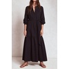 image:imageRVivimos Womens Cotton Button Up Fall ALine Maxi Dress with PocketsBlack