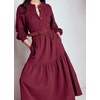 image:imageRVivimos Womens Cotton Button Up Fall ALine Maxi Dress with PocketsWine Red