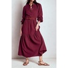 image:imageRVivimos Womens Cotton Button Up Fall ALine Maxi Dress with PocketsWine Red