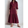 image:imageRVivimos Womens Cotton Button Up Fall ALine Maxi Dress with PocketsWine Red