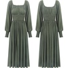 image:imageRVivimos Womens Elastic Empire Waist ALine Maxi DressArmygreen