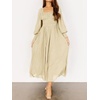 image:imageRVivimos Womens Elastic Empire Waist ALine Maxi DressBeige