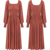 image:imageRVivimos Womens Elastic Empire Waist ALine Maxi DressBrick Red