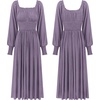 image:imageRVivimos Womens Elastic Empire Waist ALine Maxi DressDark Violet