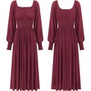 image:imageRVivimos Womens Elastic Empire Waist ALine Maxi DressWine Red