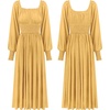 image:imageRVivimos Womens Elastic Empire Waist ALine Maxi DressYellow