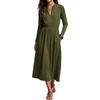 image:imageRVivimos Womens Fall Long Sleeve Elastic Waist Midi Dress with PocketsArmy Green