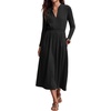 image:imageRVivimos Womens Fall Long Sleeve Elastic Waist Midi Dress with PocketsBlack