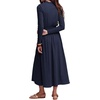 image:imageRVivimos Womens Fall Long Sleeve Elastic Waist Midi Dress with PocketsNavy Blue
