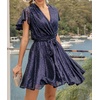 image:imageRVivimos Womens Sequin V Neck Sparkly Club Party Mini DressNavy Blue