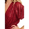 image:imageRVivimos Womens Sequin V Neck Sparkly Club Party Mini DressWine Red