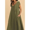 image:imageRVivimos Womens Summer Cotton Casual Loose Beach Midi Dress with PocketsArmy Green