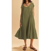 image:imageRVivimos Womens Summer Cotton Casual Loose Beach Midi Dress with PocketsArmy Green