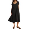 image:imageRVivimos Womens Summer Cotton Casual Loose Beach Midi Dress with PocketsBlack