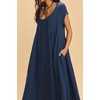 image:imageRVivimos Womens Summer Cotton Casual Loose Beach Midi Dress with PocketsNavy Blue