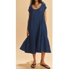 image:imageRVivimos Womens Summer Cotton Casual Loose Beach Midi Dress with PocketsNavy Blue