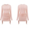image:imageRVivimos Womens Winter Long Sleeve Ruched Drawstrings Knit Stretchy Bodycon T Shirt Mini DressesCoral