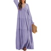 image:imageRVivimos Long Sleeve V Neck Flowy Maxi Dresses for WomenPurple