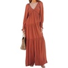 image:imageRVivimos Long Sleeve V Neck Flowy Maxi Dresses for WomenRust Brown