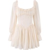 image:imageRVivimos Womens Corset Square Neck Party Skater Mini DressBeige
