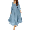 image:imageRVivimos Womens Elastic Empire Waist ALine Maxi DressDury Blue