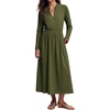 image:imageRVivimos Womens Fall Long Sleeve Elastic Waist Midi Dress with PocketsArmy Green