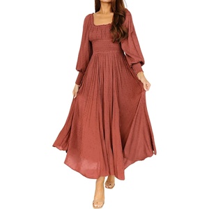 image:imageRVivimos Womens Elastic Empire Waist ALine Maxi DressBrick Red