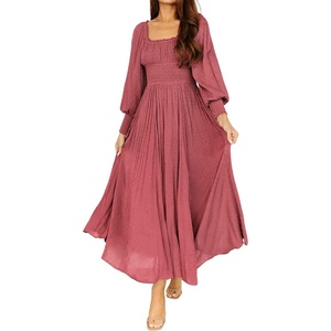 image:imageRVivimos Womens Elastic Empire Waist ALine Maxi DressDark Pink