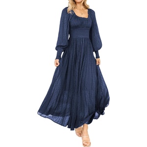 image:imageRVivimos Womens Elastic Empire Waist ALine Maxi DressNavyblue