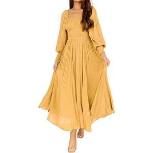 image:imageRVivimos Womens Elastic Empire Waist ALine Maxi DressYellow