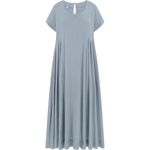 image:imageRVivimos Womens Summer Cotton Casual Loose Beach Midi Dress with PocketsDusty Blue