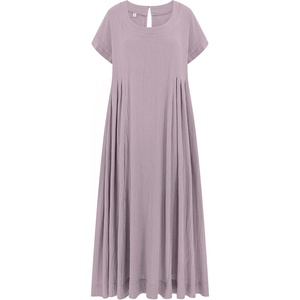 image:imageRVivimos Womens Summer Cotton Casual Loose Beach Midi Dress with PocketsDusty Purple