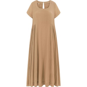 image:imageRVivimos Womens Summer Cotton Casual Loose Beach Midi Dress with PocketsLight Khaki