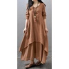 image:imageRVivimos Women Long Sleeve Plus Size Irregular Long DressesBrown