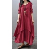 image:imageRVivimos Women Long Sleeve Plus Size Irregular Long DressesWine Red